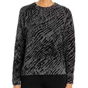 Majestic Filatures Gray Deluxe French Touch Zebra Print Sweatshirt velour